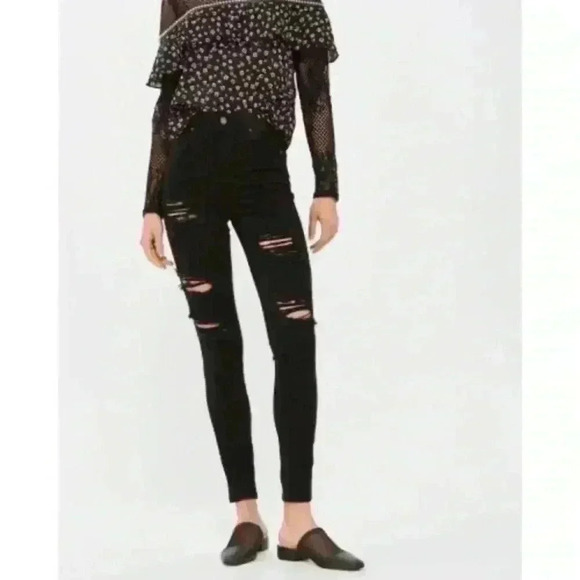Topshop Ripped High Waist Ankle Skinny Jeans - Picture 3 of 3